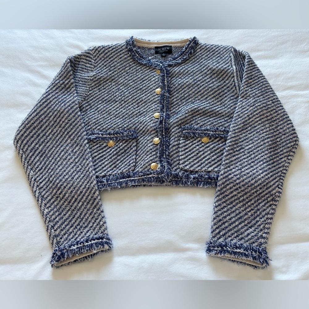 NWT! J.Crew Collection Cropped Lady Jacket in Textured Cotton